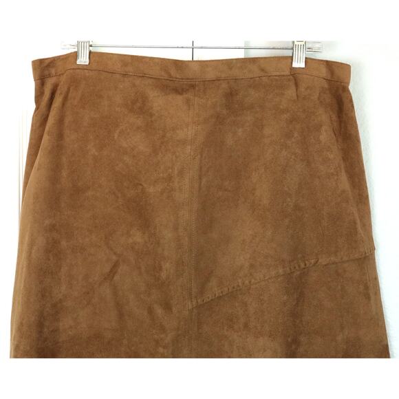 NWT Vintage 90s Y2k Napa Valley Tan Brown Microsuede Long Midi Skirt Plus 18W - Picture 2 of 8